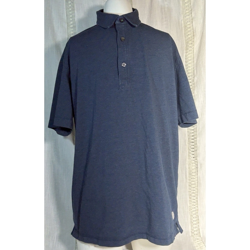 Linksoul Men's Blue Short Sleeve Solid Polo Shirt Logo Collared Size M